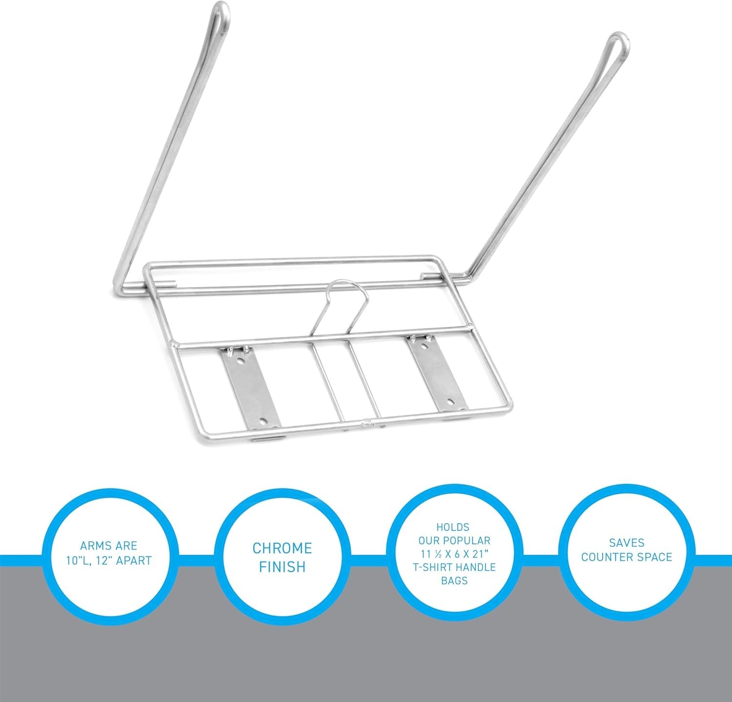 Hanging Plastic Bag Holder Holds 11 ½ x 6 x 21” T-Shirt Handle Bags