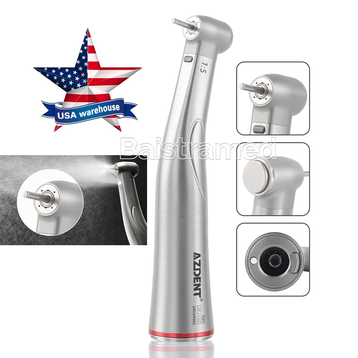 AZDENT Dental 1:5Fiber Optic LED Increasing Contra Angle Handpiece