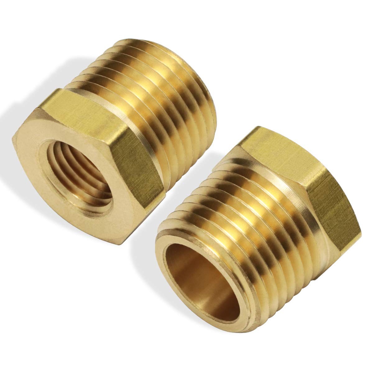 2pcs 1/2 Inch NPT Male to 1/4 Inch NPT Female Reducer Brass Pipe Hose Tube Fi…
