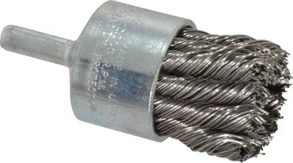 Weiler 1-1/8″ Brush Diam, Knotted, End Brush 1/4″ Diam Shank, 22,000 Max RPM