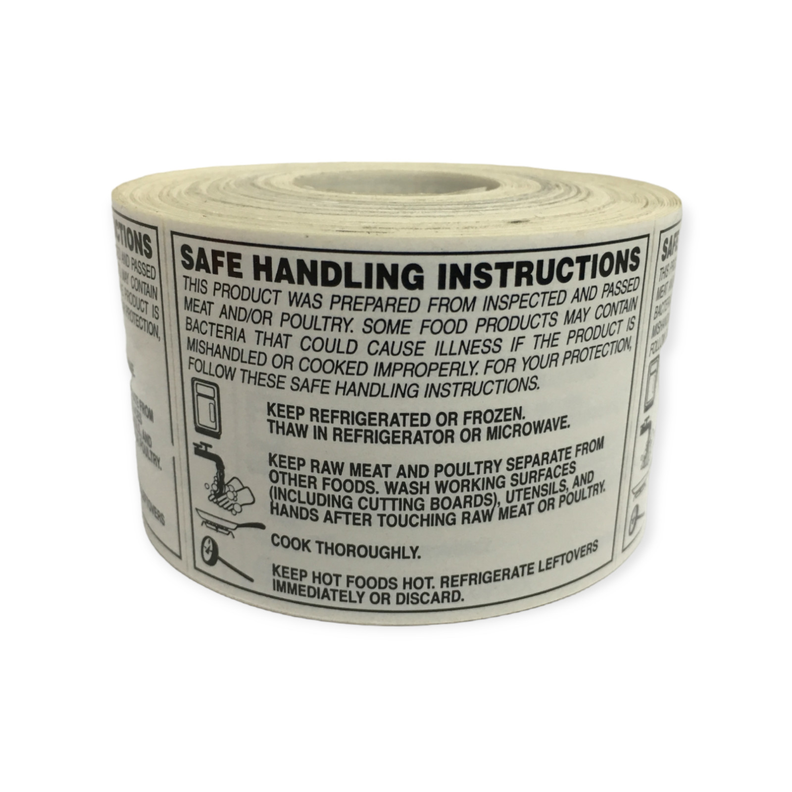 Safe Handling Instructions 2″x2.75″ Food Labels Peel & Stick 2 RLS 500 EA