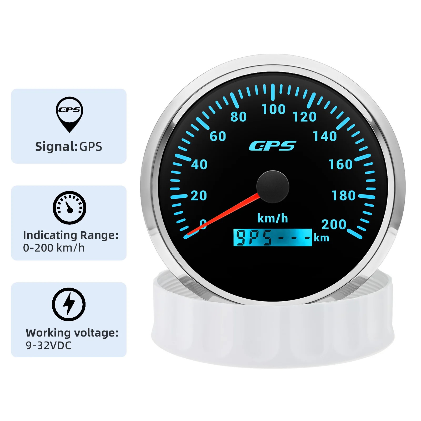 LED Universal 110MM GPS Speedometer 60/80/120/200KMH 80MPH Speed Gauge Meter