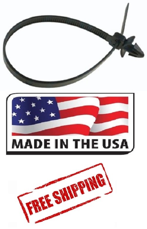 (50) 8″ IN (ARROW HEAD) ZIP TIES NYLON BLACK PUSH MOUNT WIRE CABLE Made in USA