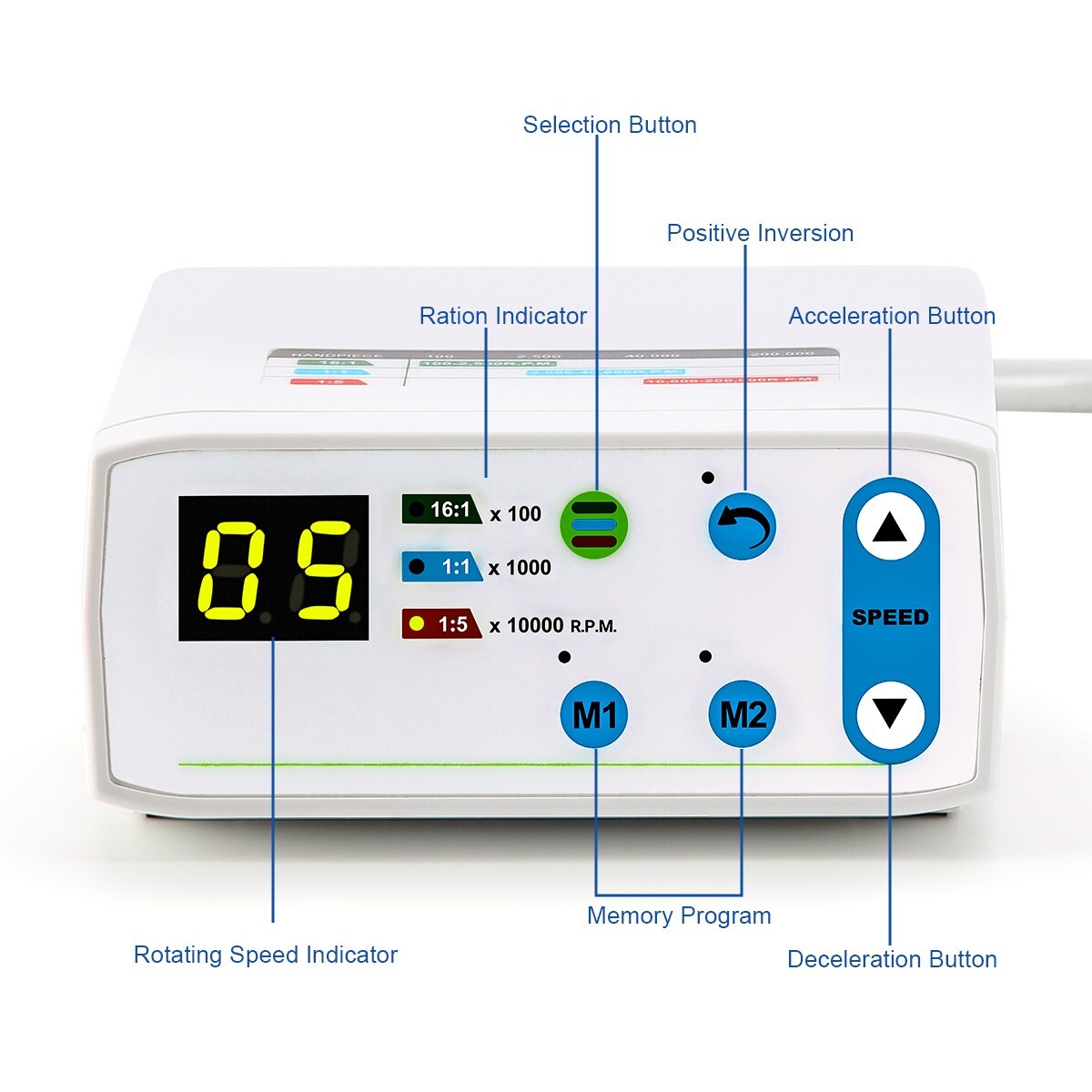 AZDENT Dental Brushless Electric LED Micro Motor Internal Spray 3.4Ncm E-type US