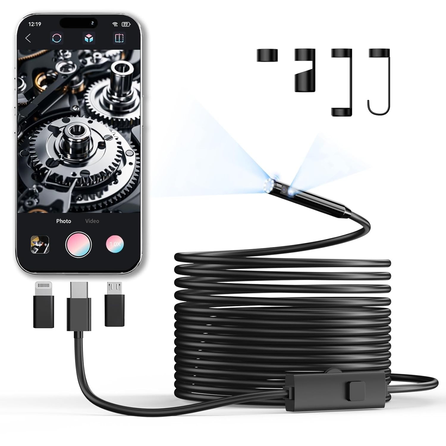 High Compatibility Endoscope Camera, 8 Adjustable LEDs