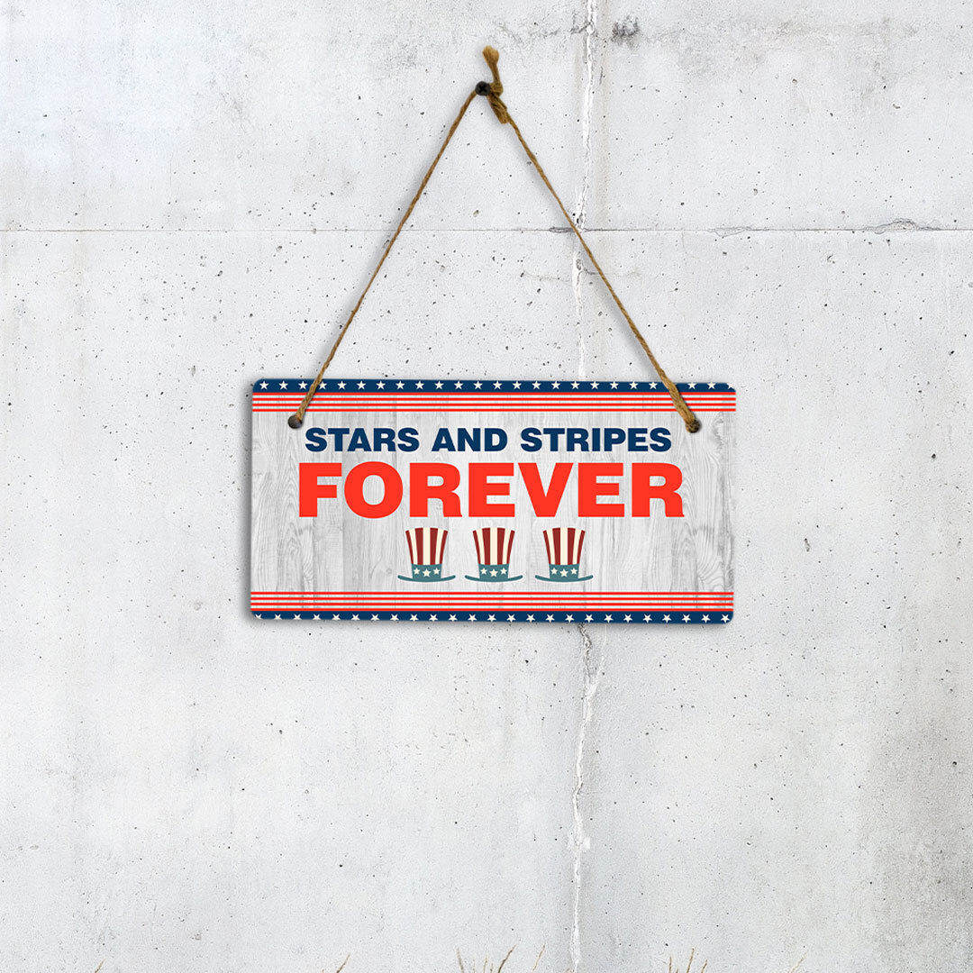 Stars And Stripes Forever 5×10 Hanging Plus Wall or Door Sign | USA Home Décor