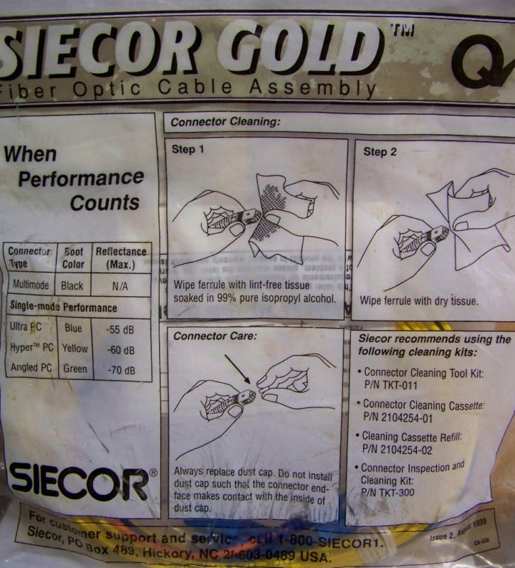 Siecor Gold Patch Cable Yellow -60db 2F DFX 7M SCUPC/SCUPC