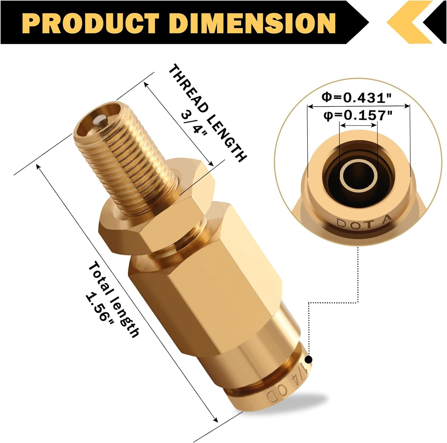 4 PCS 1/4″ Inflation Schrader Valve with Push to Connect for 1/4″ OD Air Line