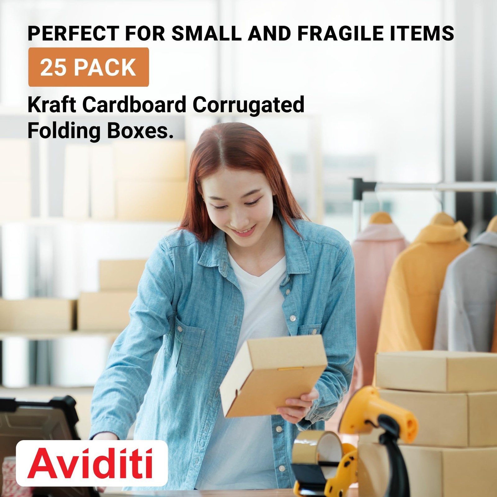 Kraft Shipping Boxes 9″ x 6″ x 2″ (25-Pack) Foldable & Crush-Proof | Corrugat…