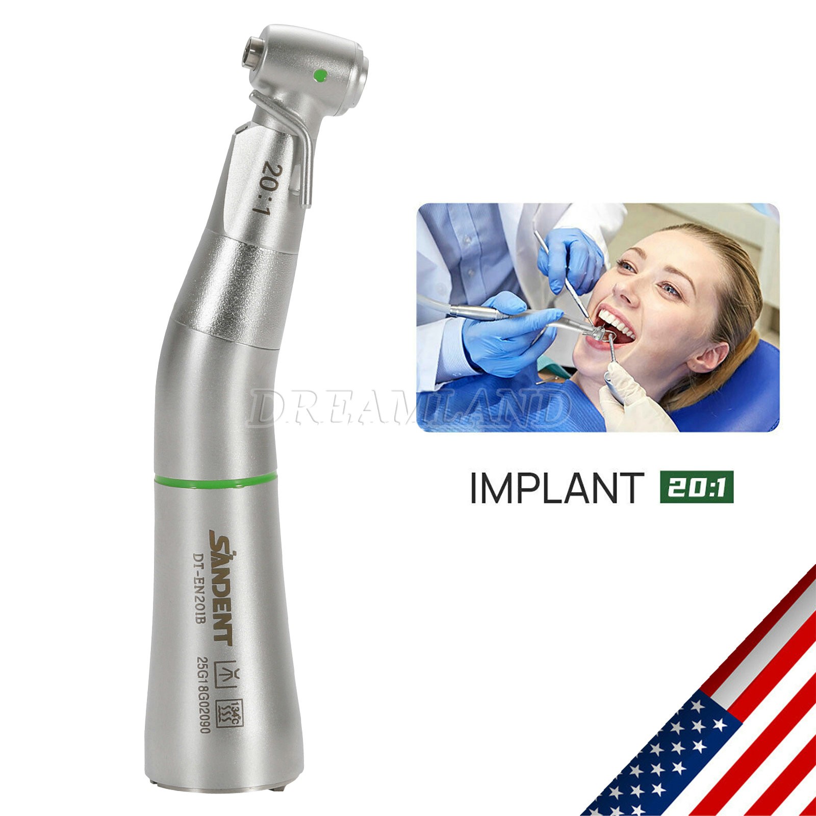 Dental Implant Handpiece 20:1 LED Contra Angle Fit Surgical Implant Motor