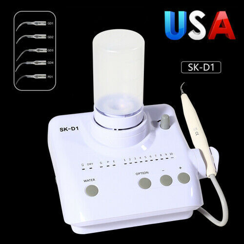 Dental Ultrasonic Piezo Scaler +Handpiece 2 Bottles 5 Tips Fit DTE SATELEC SK-D1