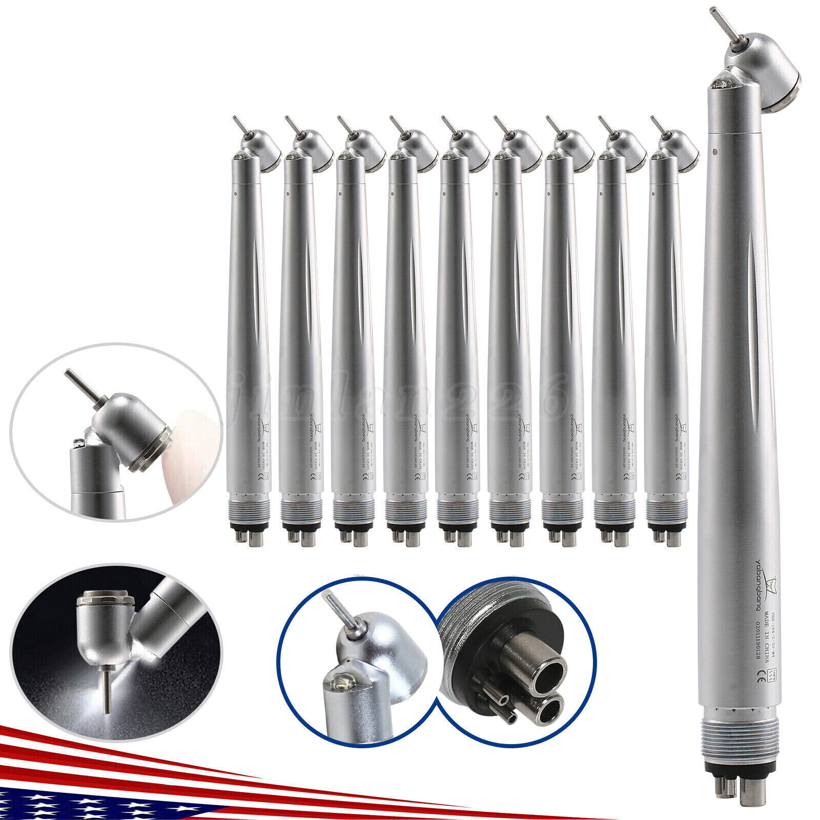 NSK Ti-Max X450 M4 Surgical 45° LED Speed Handpiece Dental Triple Water Jet 18W