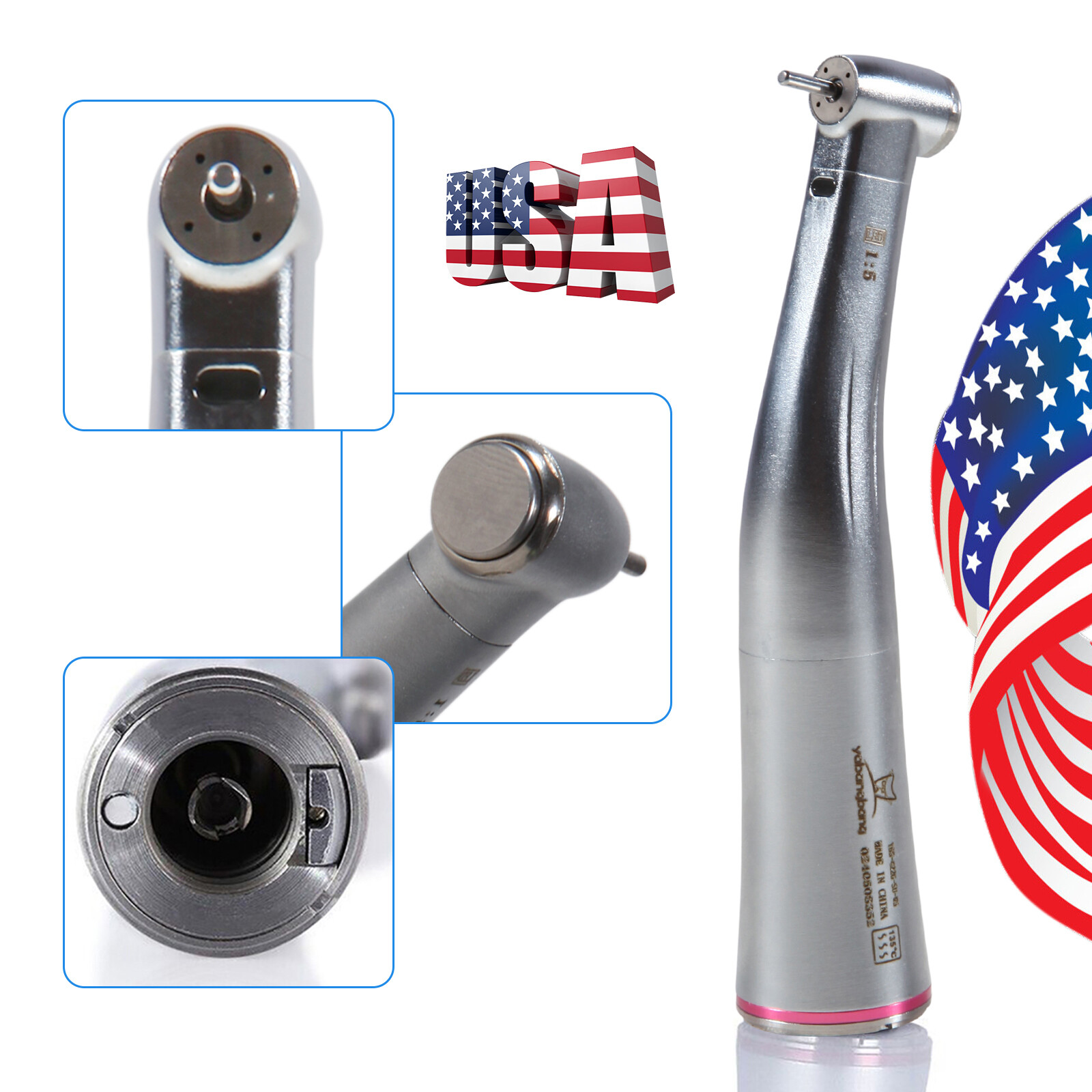 Dental 1:5 Increasing Fiber Optic LED Contra Angle Handpiece Fit NSK Electric DL