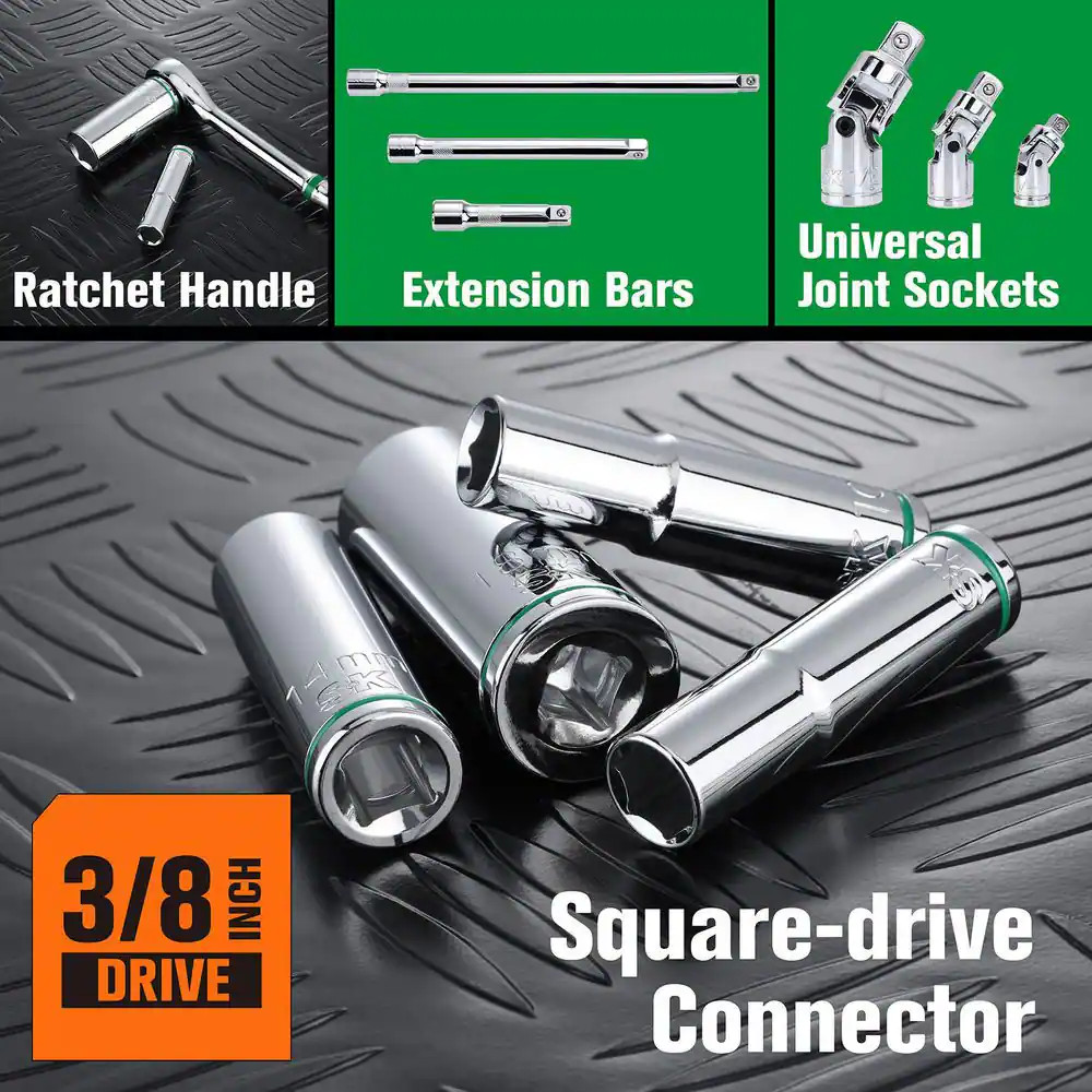 SK01347 Metric 3/8 In. Drive Set Deep Socket Set (12 Piece)