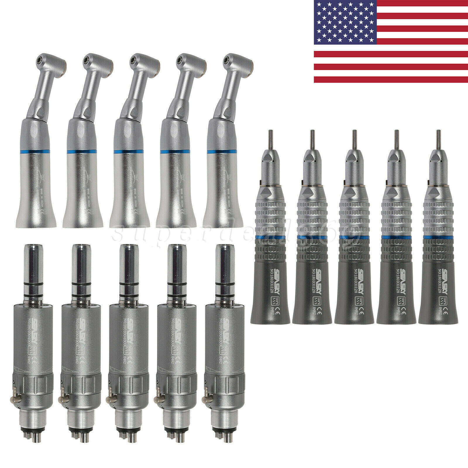 1-5 packs Dental Low Speed Push Contra Angle Straight Air Motor 2/4H Fit NSK YAD