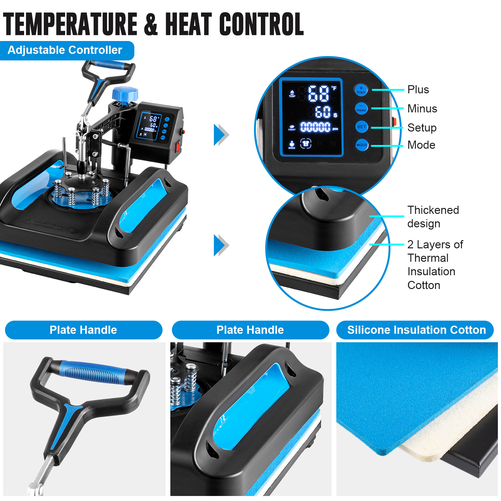 8 in 1 Heat Press Machine Digital Transfer Sublimation T-Shirt Mug Hat Plate Cap