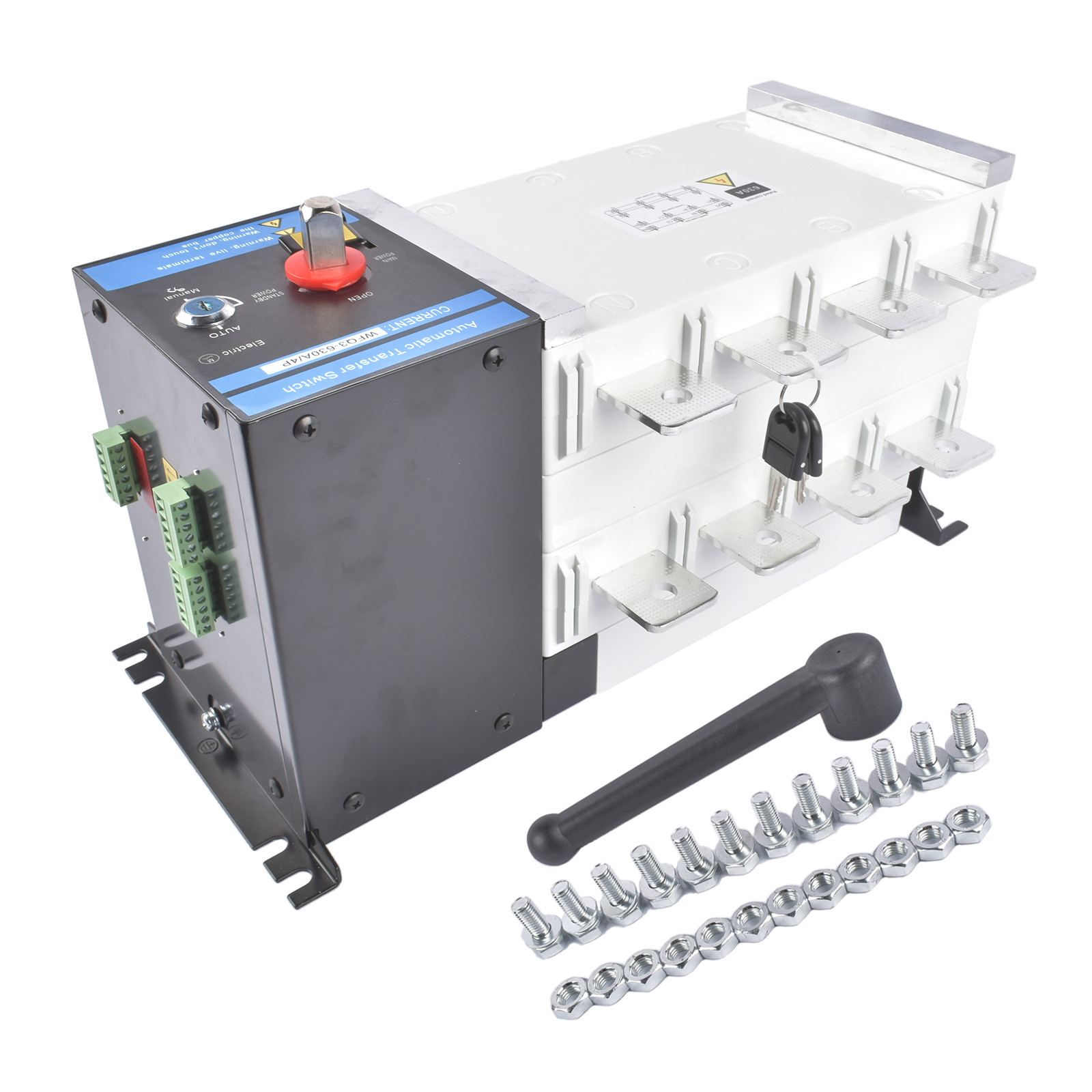 Industrial Automatic Transfer Switch 4P 630A 110V or 220V Plastic Metal White