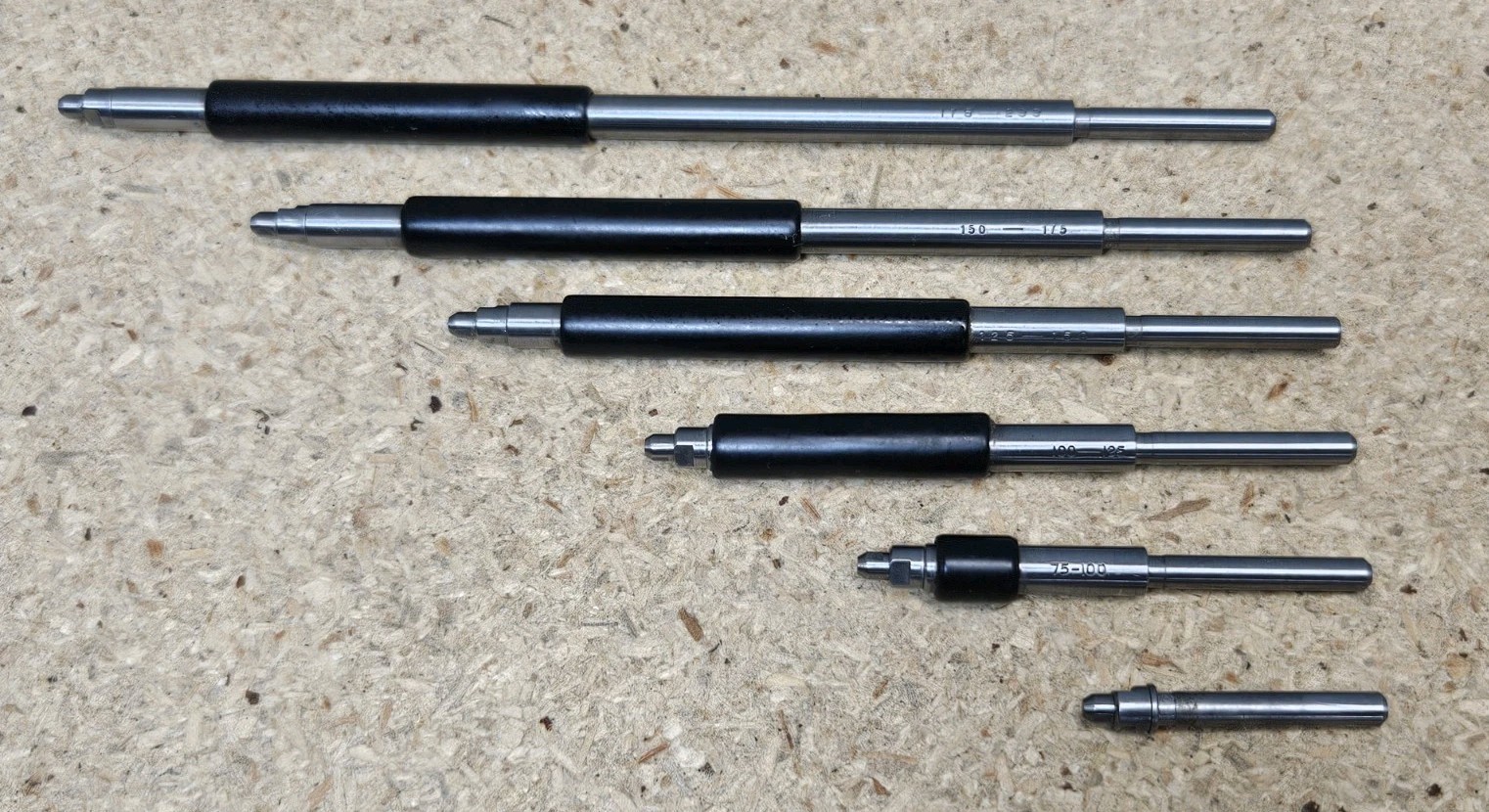 Starrett No. 124MDZ solid-rod inside micrometer set – 50mm to 800mm range USA