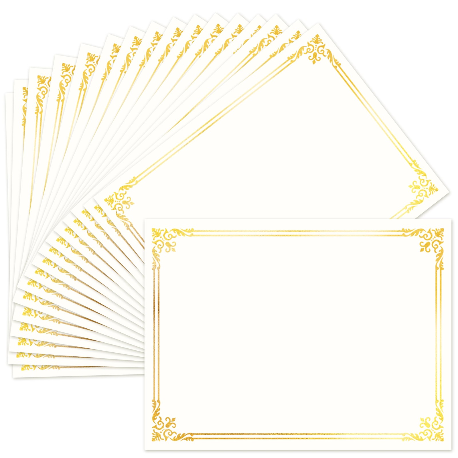 50 Sheets Certificate Paper for Printing,Gold Foil Metallic Border,8.5×11 inc…