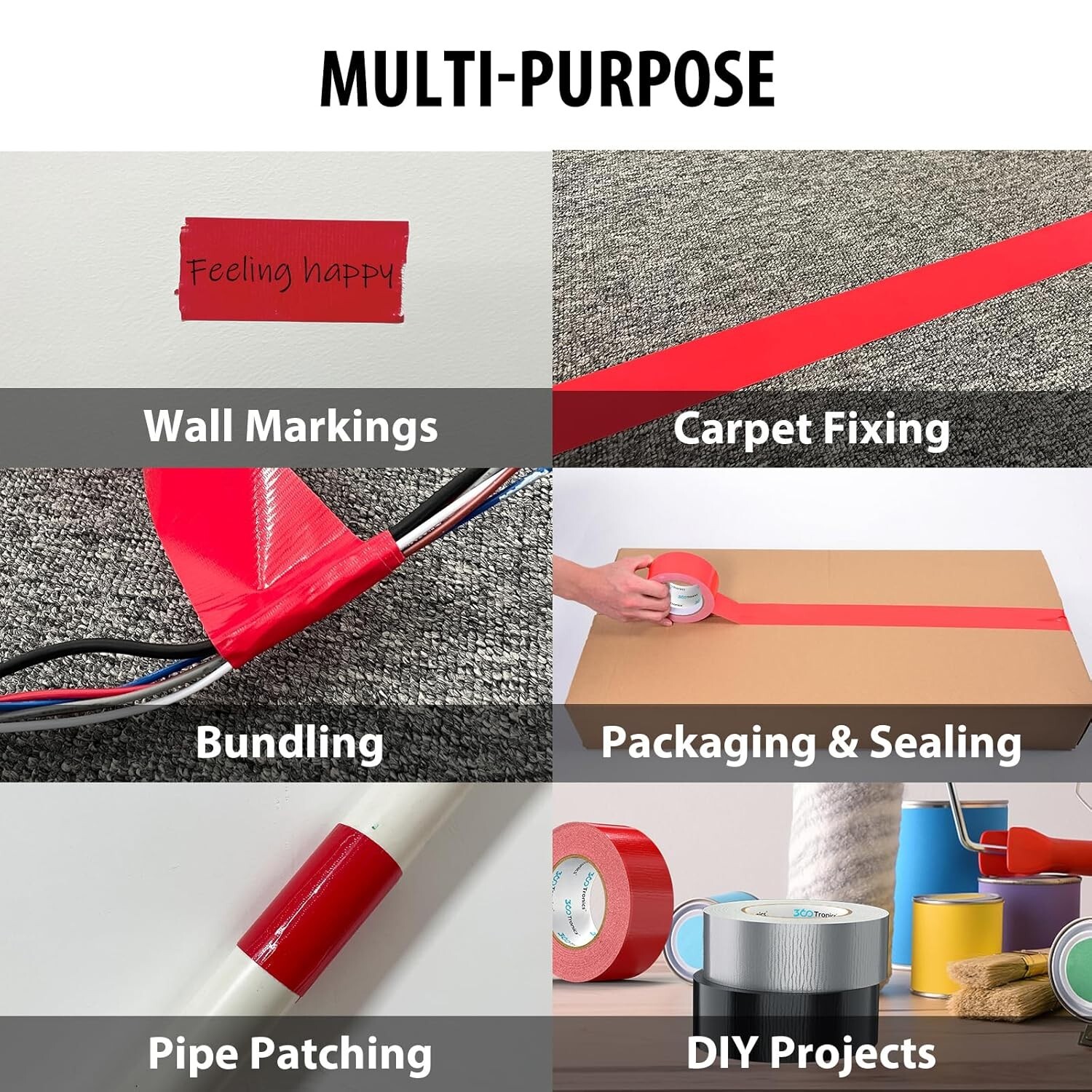 2 Rolls Red Duct Tape Heavy Duty Version, 2 in x 50 Yards Roll, 100 Yards Total