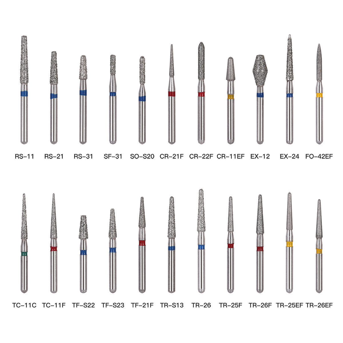 25pcs AZDENT Dental FG Diamond Burs For High Speed Handpiece Friction Grip