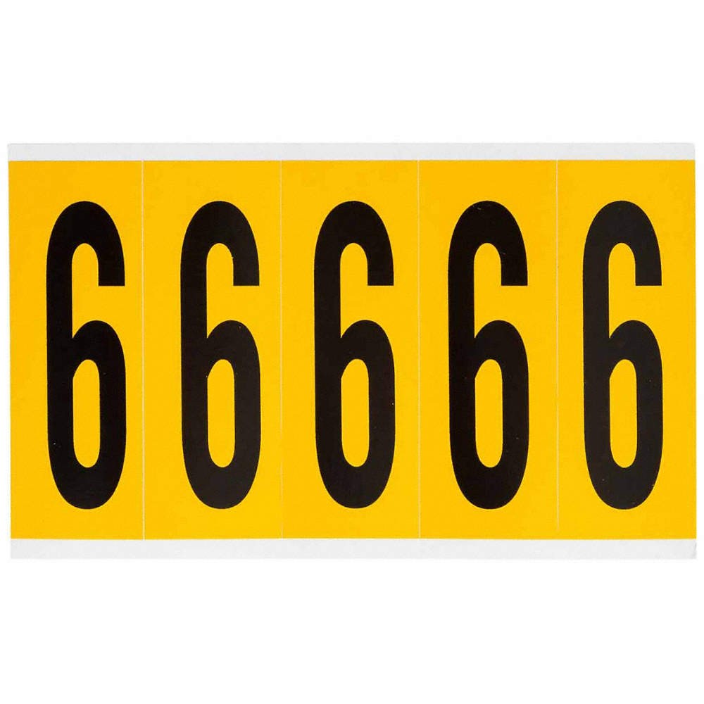 BRADY 1560-6 Number Label,6,5in.Hx1-3/4in.W,Vinyl 32MF09