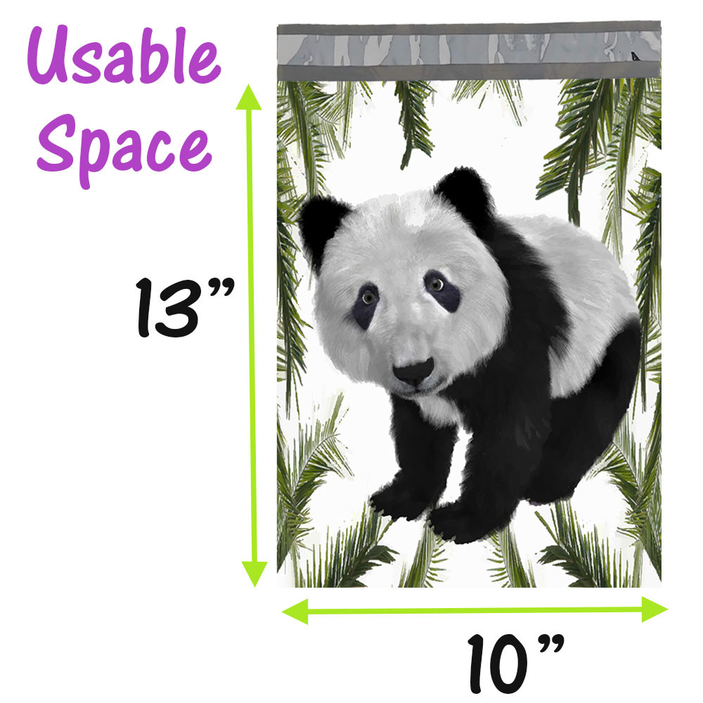 10×13 Tropical Palm Leaves & Panda Bear Poly Mailers, USPS Shipping Mailing Bags