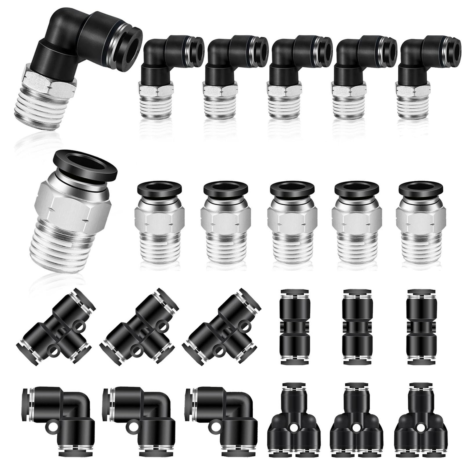 24 PCS 3/8 Inch Tube OD x 1/2 Inch NPT Male Elbow Push To Connect Fitting Kit