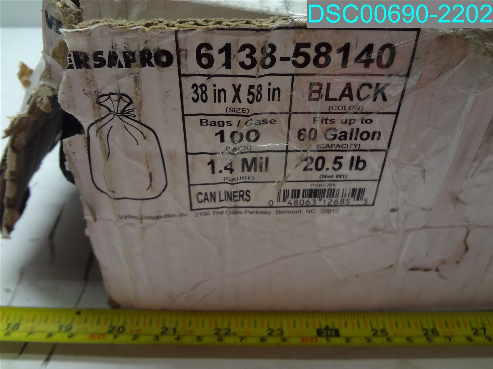 QTY=100: 38″ X 58″ 60 GALLON BLACK CAN LINER 1.4 MIL 048063126855
