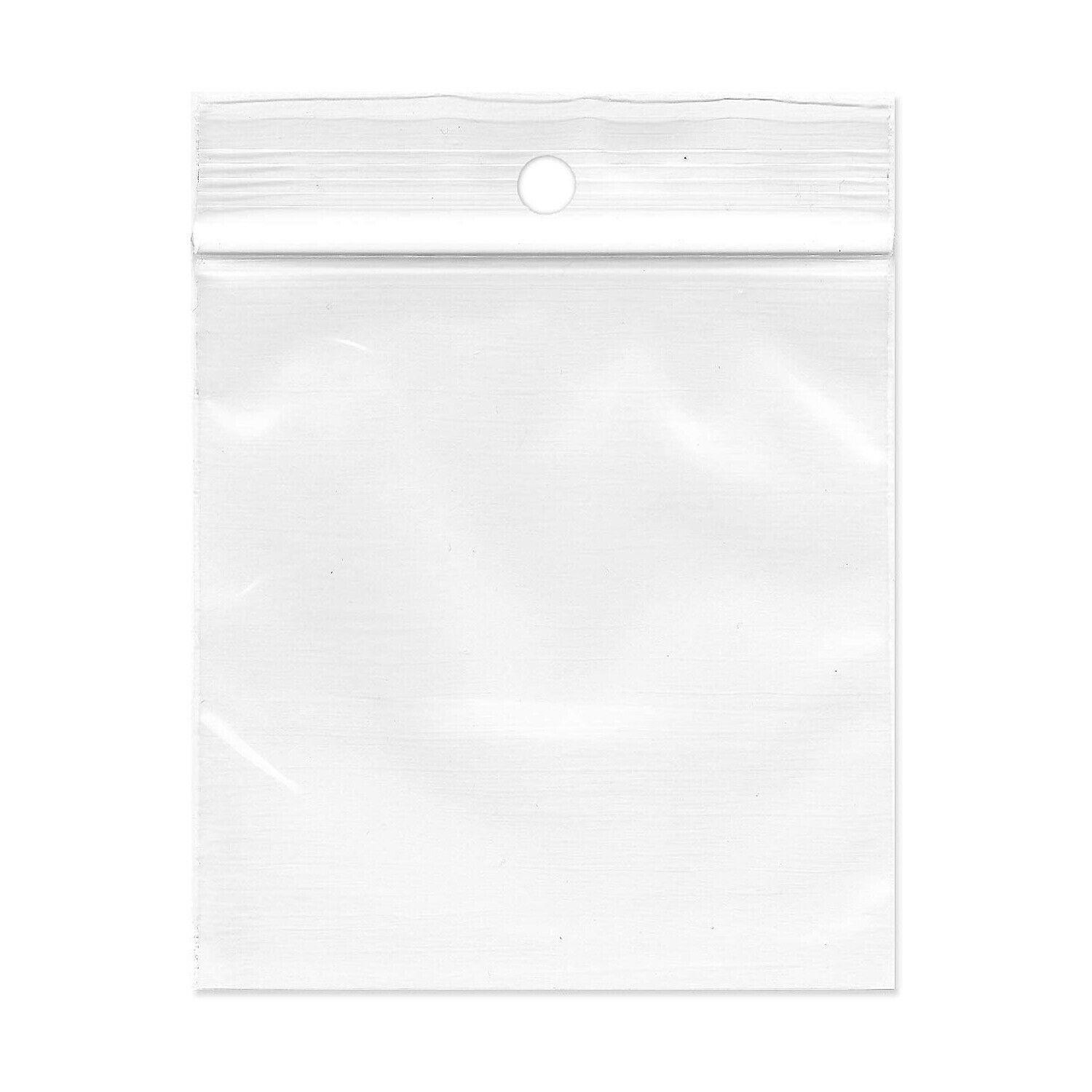 1000 Pack – 2 Mil Reclosable Bag with Hang Hole – 3″ x 4″ (1 Box)
