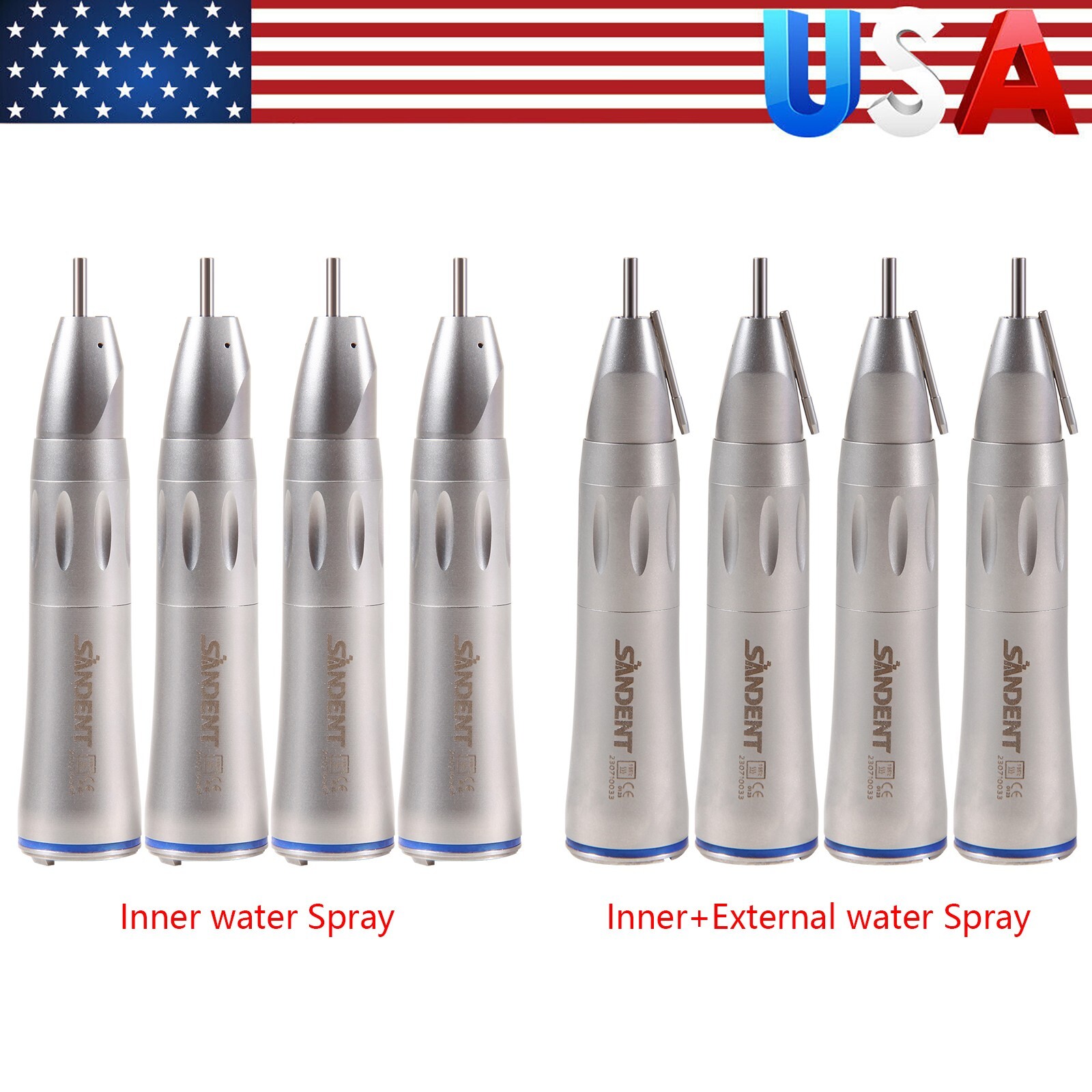 1-10*SANDENT Dental 1:1 Fiber Optic LED Surgical Straight Handpiece Nose Cone OR