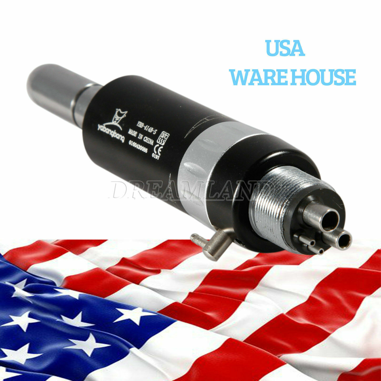10 Sets Dental Air Motor 4Hole E-type + Low Speed Contra Angle Black fit 2.35mm