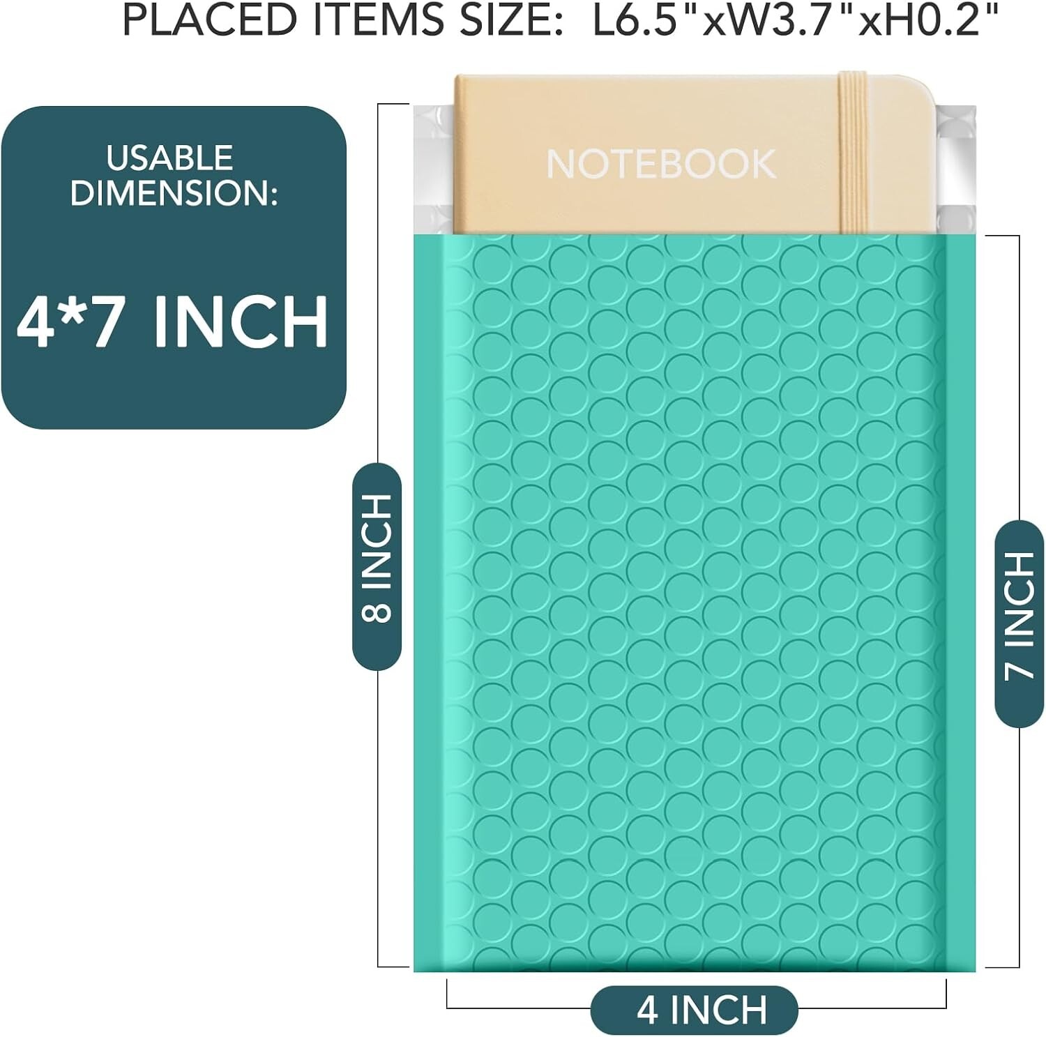 Poly Bubble Mailers 4×8″ 100pcs Small Padded Envelope Mailing Bags 4×7 Teal #000