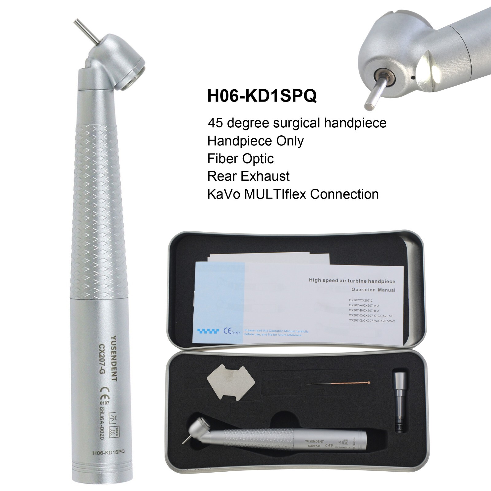 COXO Dental 45° LED High Speed Fiber Optic Handpiece Turbine MULTiflex Coupling