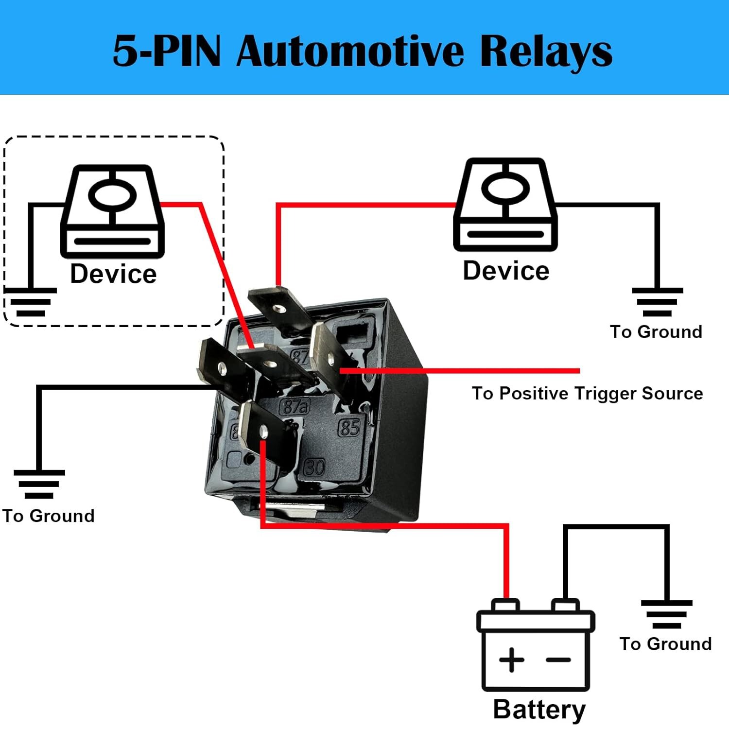 6* 5Pin Car Automotive SPDT Relay Switch Harness Socket Waterproof 40A 12V DC
