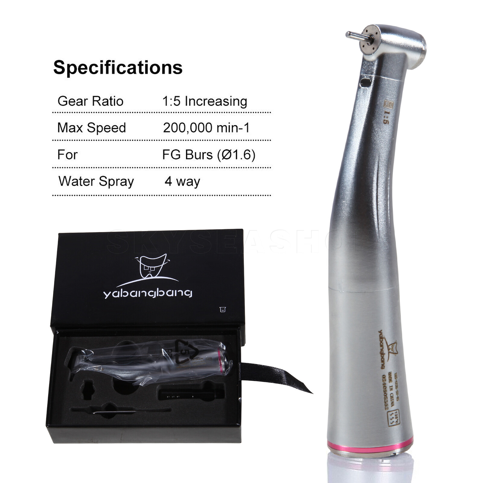 Dental 1:5 Increasing Low Speed Contra Angle Handpiece E-type Inner Channel Red