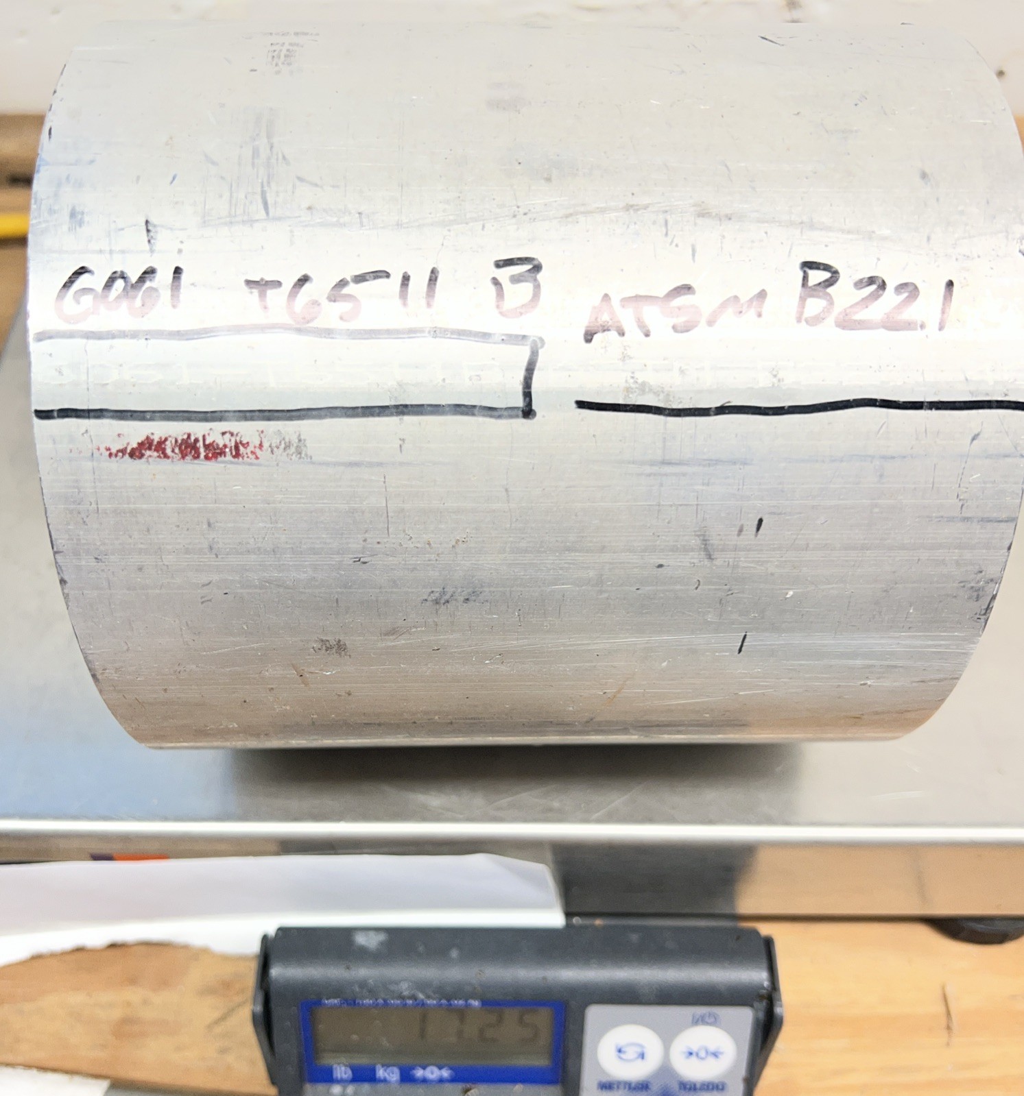 6” DIA ALUMINUM 6061 ROUND ROD 6061-T6511 B 6.25” Long Extruded Bar Lathe Stock