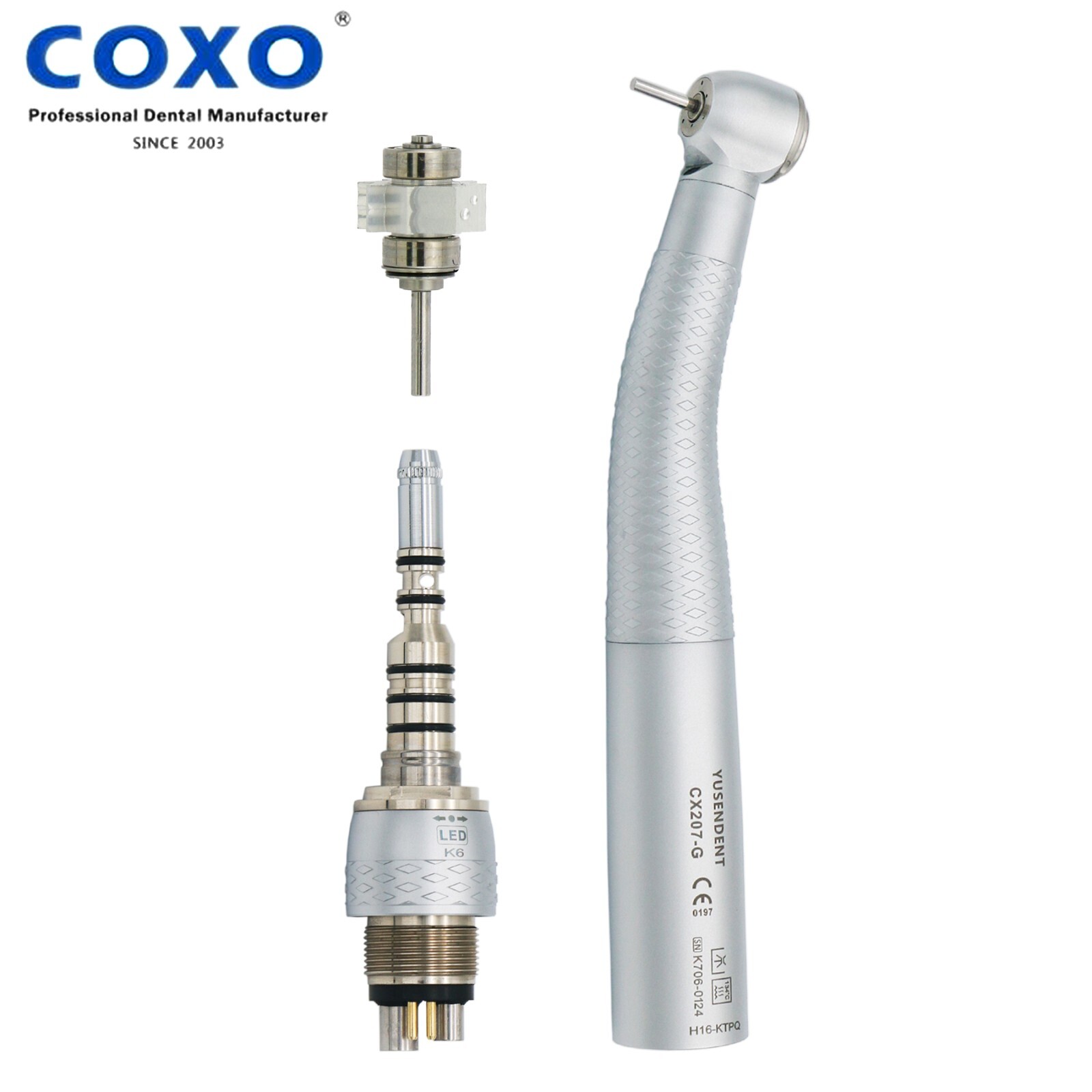 COXO Dental H16-KTPQ High Speed Handpiece Fiber Optic 6 LED for KAVO MULTIflex