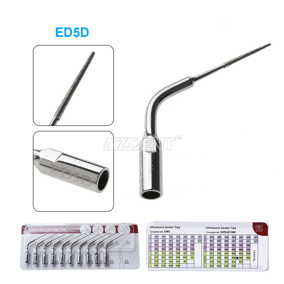 5Pcs Dental Ultrasonic Scaler Scaling Endo Perio Tips Fit For SATELEC/DTE/NSK