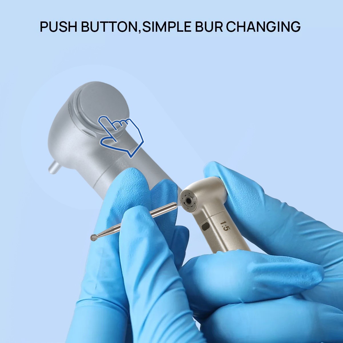 NSK Style Dental 1:5 Optic LED Contra Angle Increasing Handpiece Fit FG Bur SK