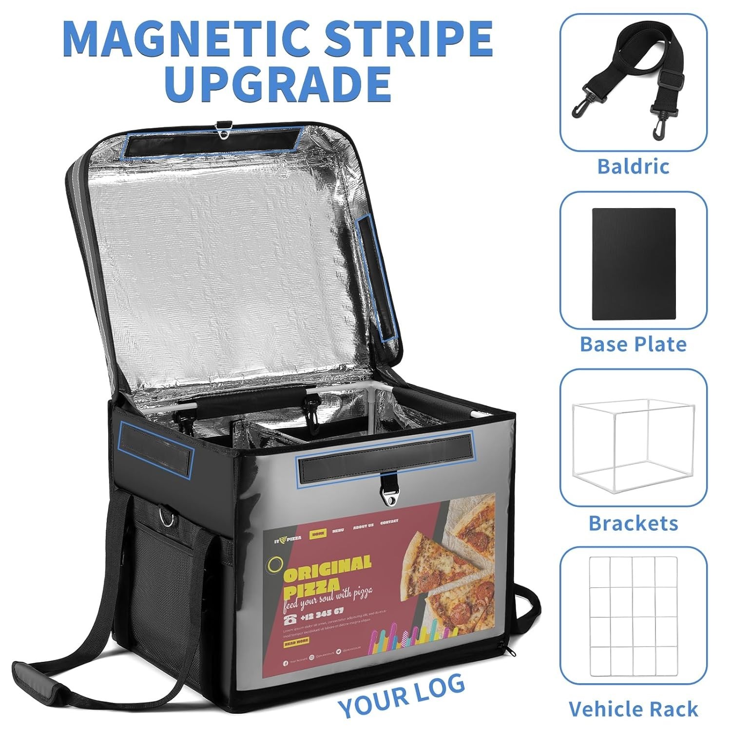 62L Insulated Food Delivery Bag for E-bikes/Scooters – Waterproof Carrier with
