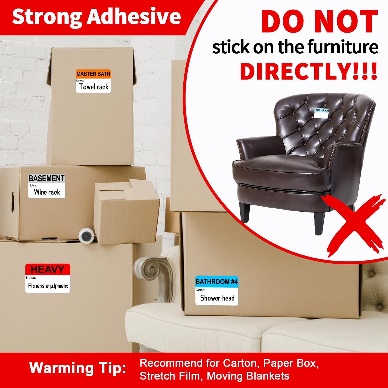 3”x2” Moving Labels for Boxes Color 3″x2″, Stickers Sheets
