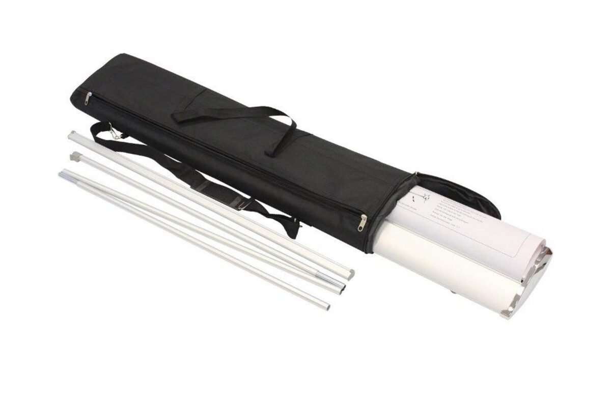 DELUX Retractable Banner Stand 33″x 80″- 85X200- SILVER (Hardware only)