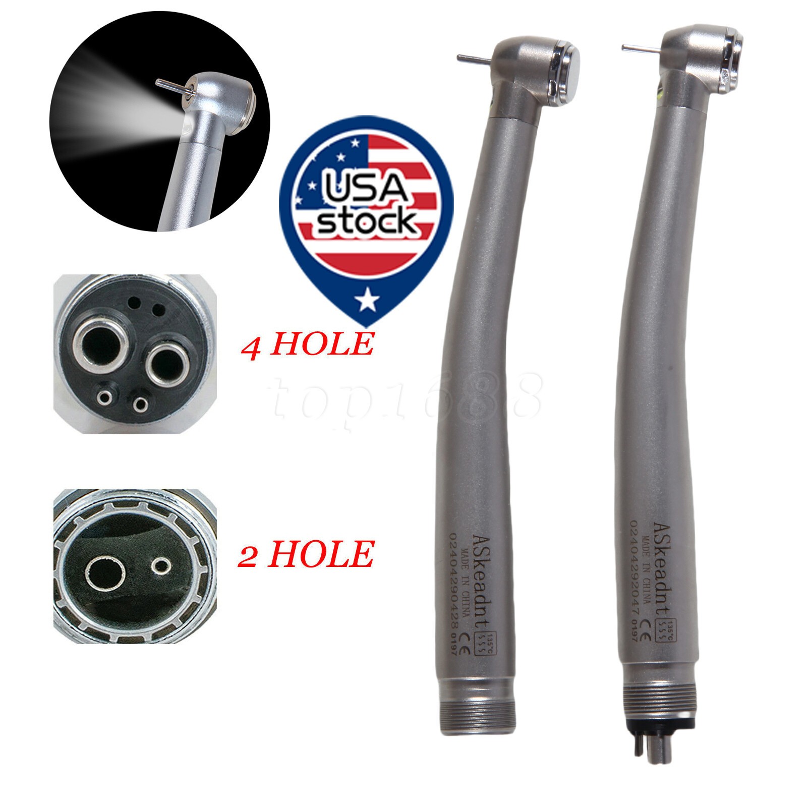 PANA MAX Pieza Mano Dental de Alta Velocidad Turbina Aire Pulsador 2/4H w/ LED