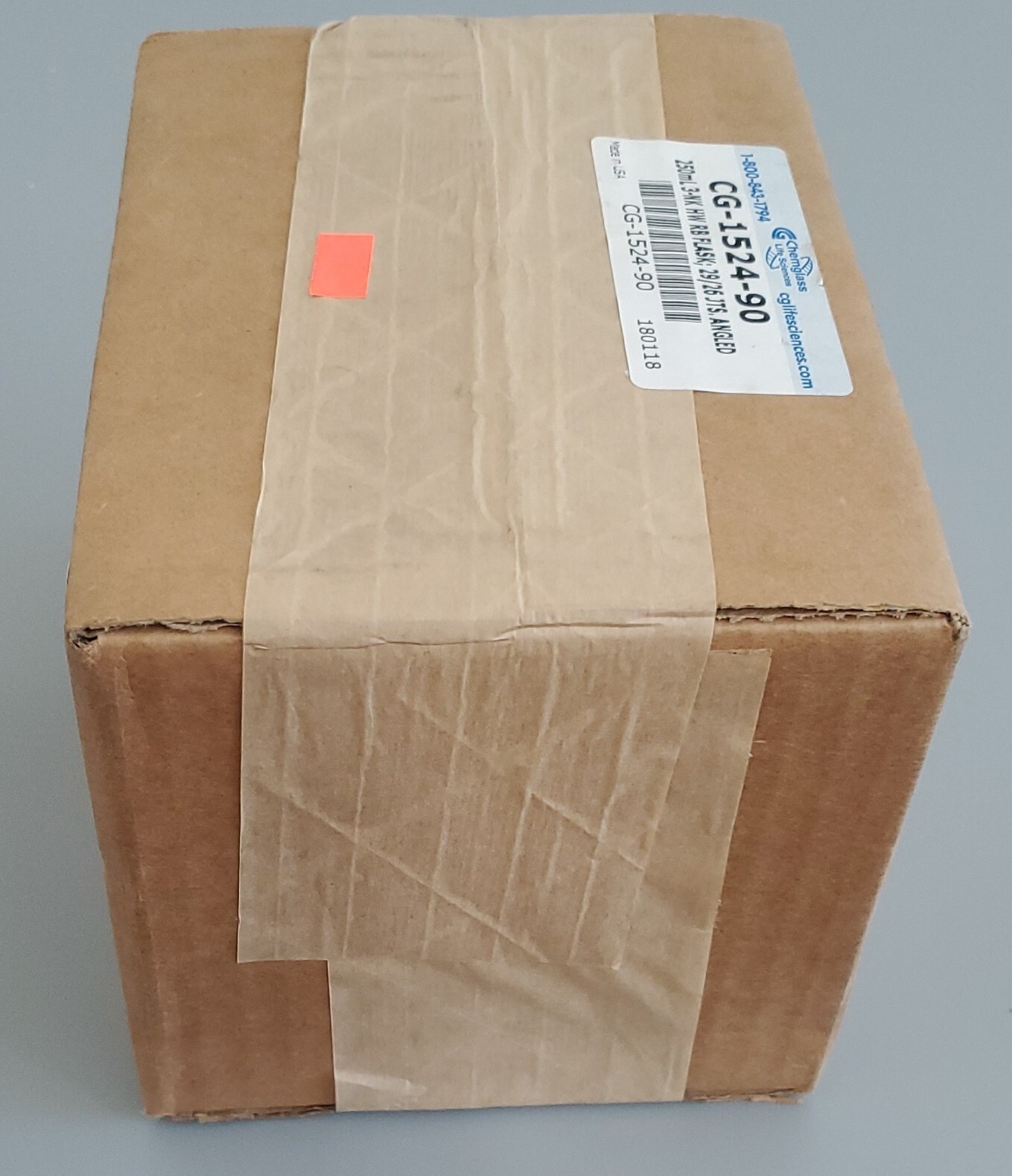 Chemglass CG-1524-90 250mL 3-Neck Glass Round Bottom Flask 29/26 Jts Angled