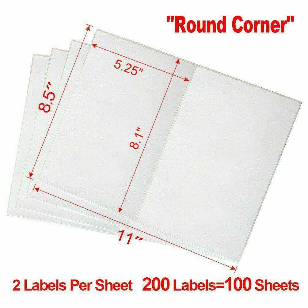 500 Half Sheet Shipping Labels Page 8.5×5.5 Self Adhesive Round 2 Per Sheet US