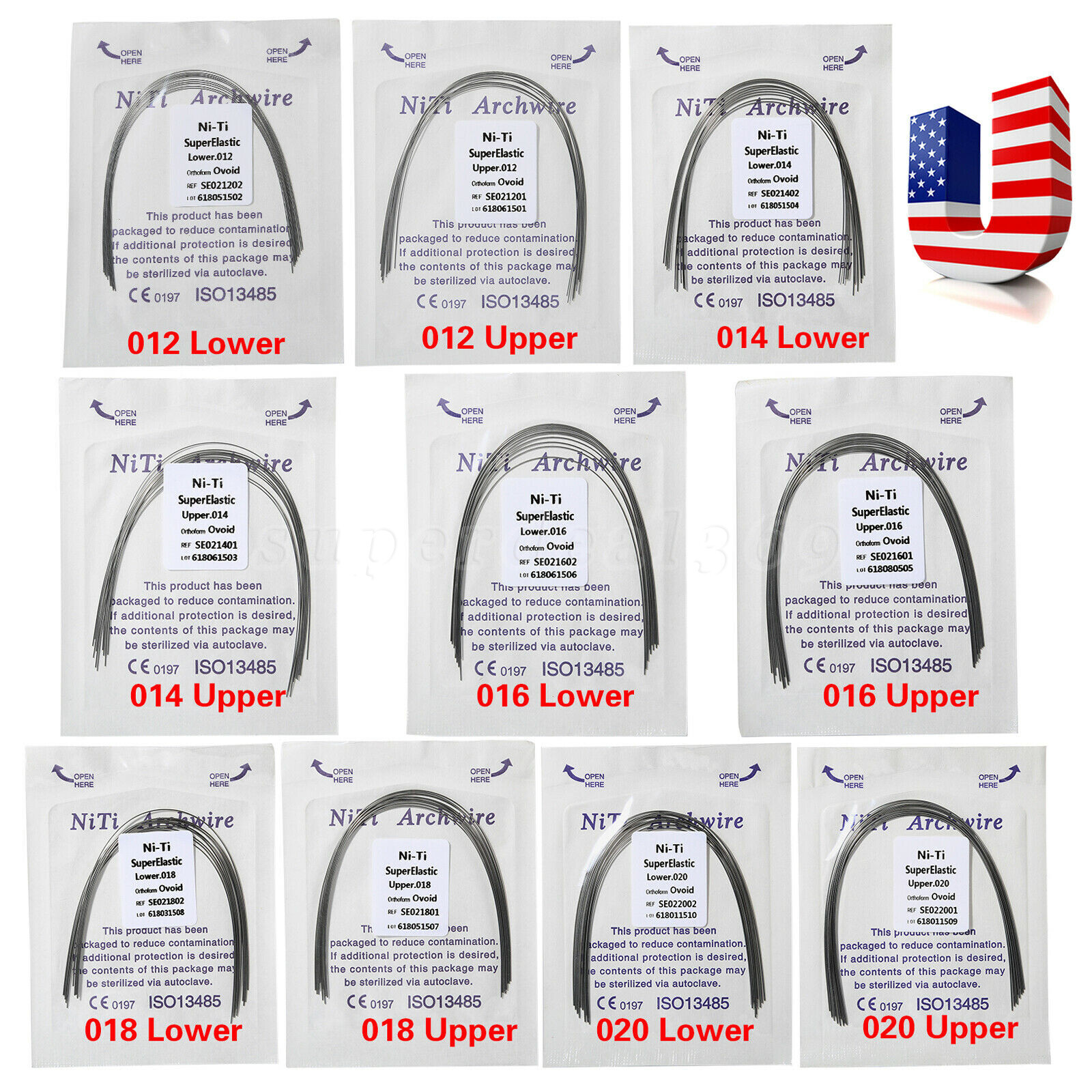 Dental Orthodontic Super Elastic Niti Round Arch Wires Ovoid Form 012-020 po