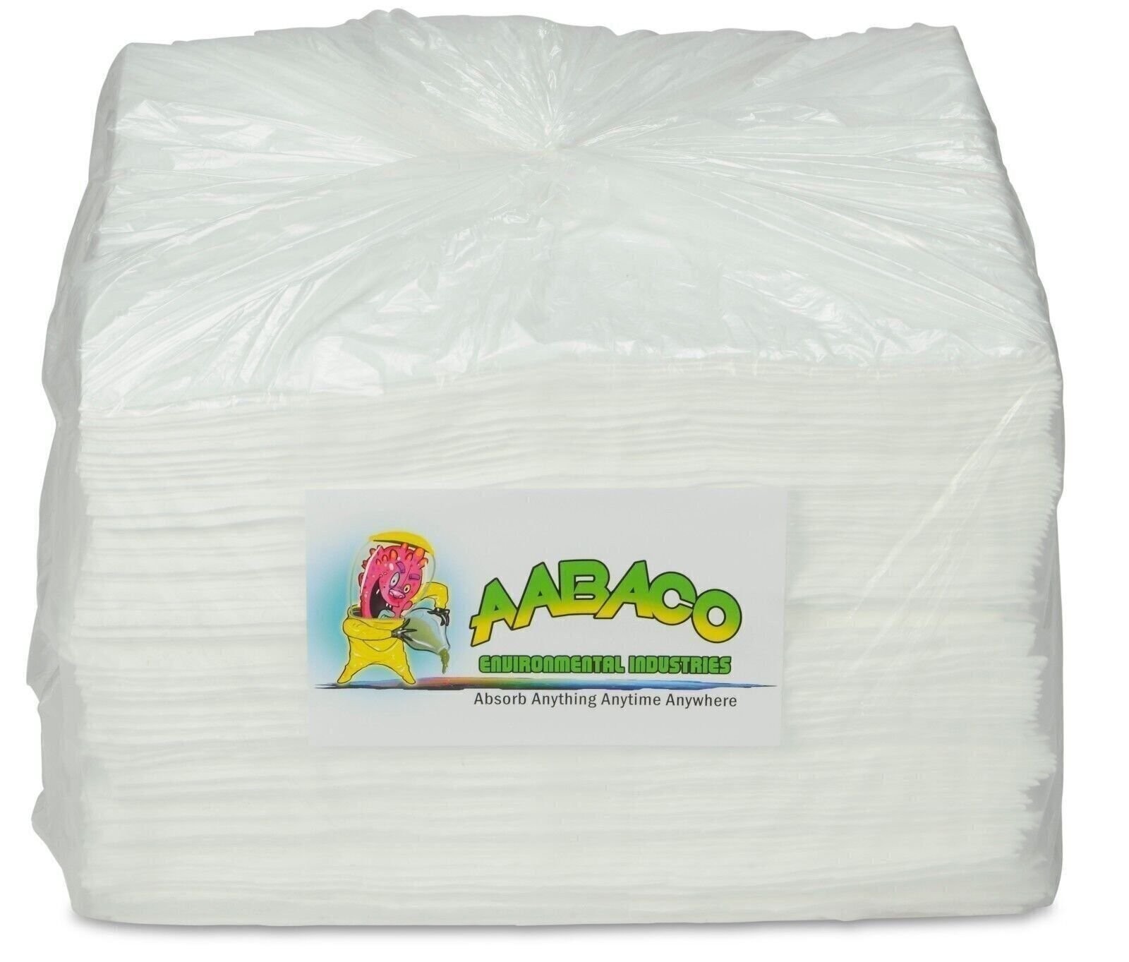 AABACO Oil Only ABSORBENT PADS Heavy Weight Sheets (100ct) 15″x17″ White
