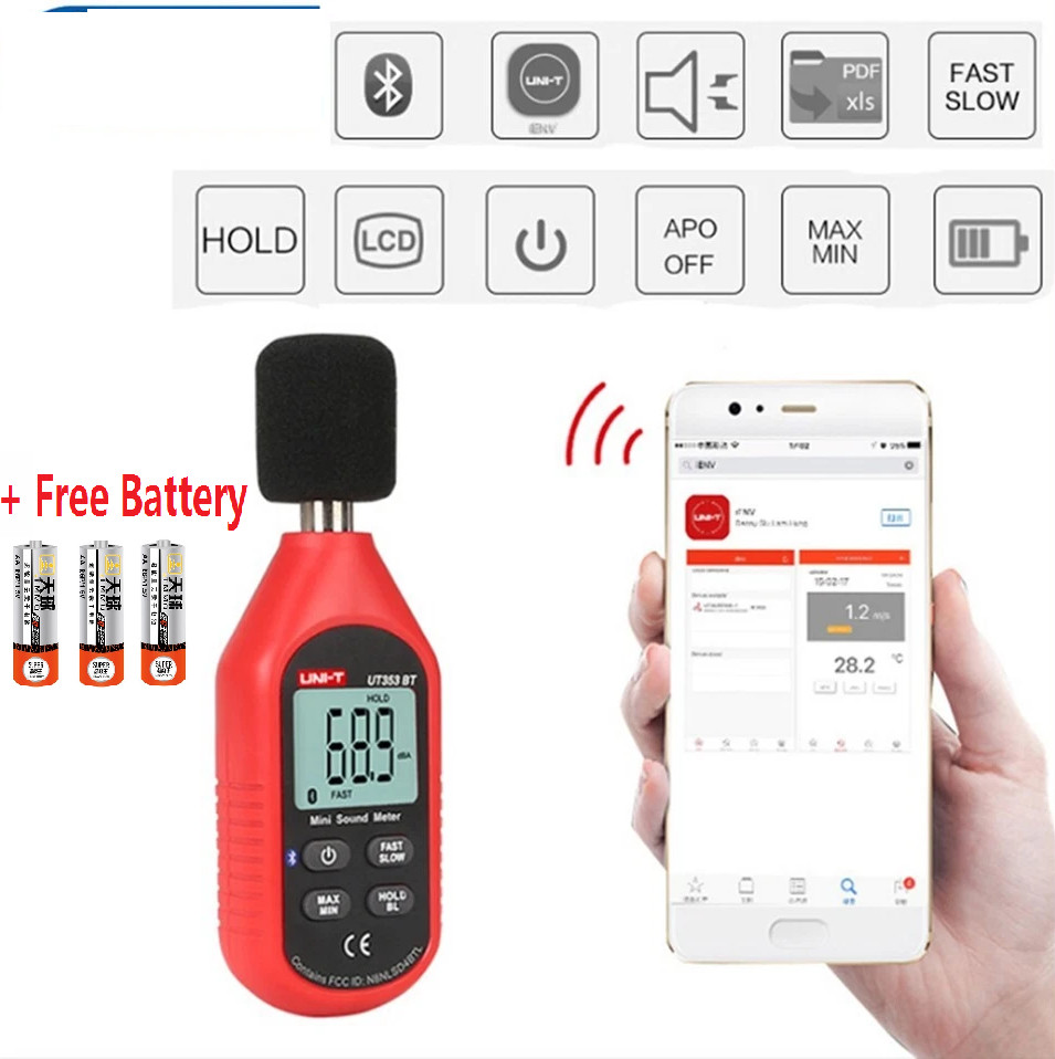 UNIT Digital Bluetooth Sound Level Meter Decibel Noise Tester 30-130dB UT353BT