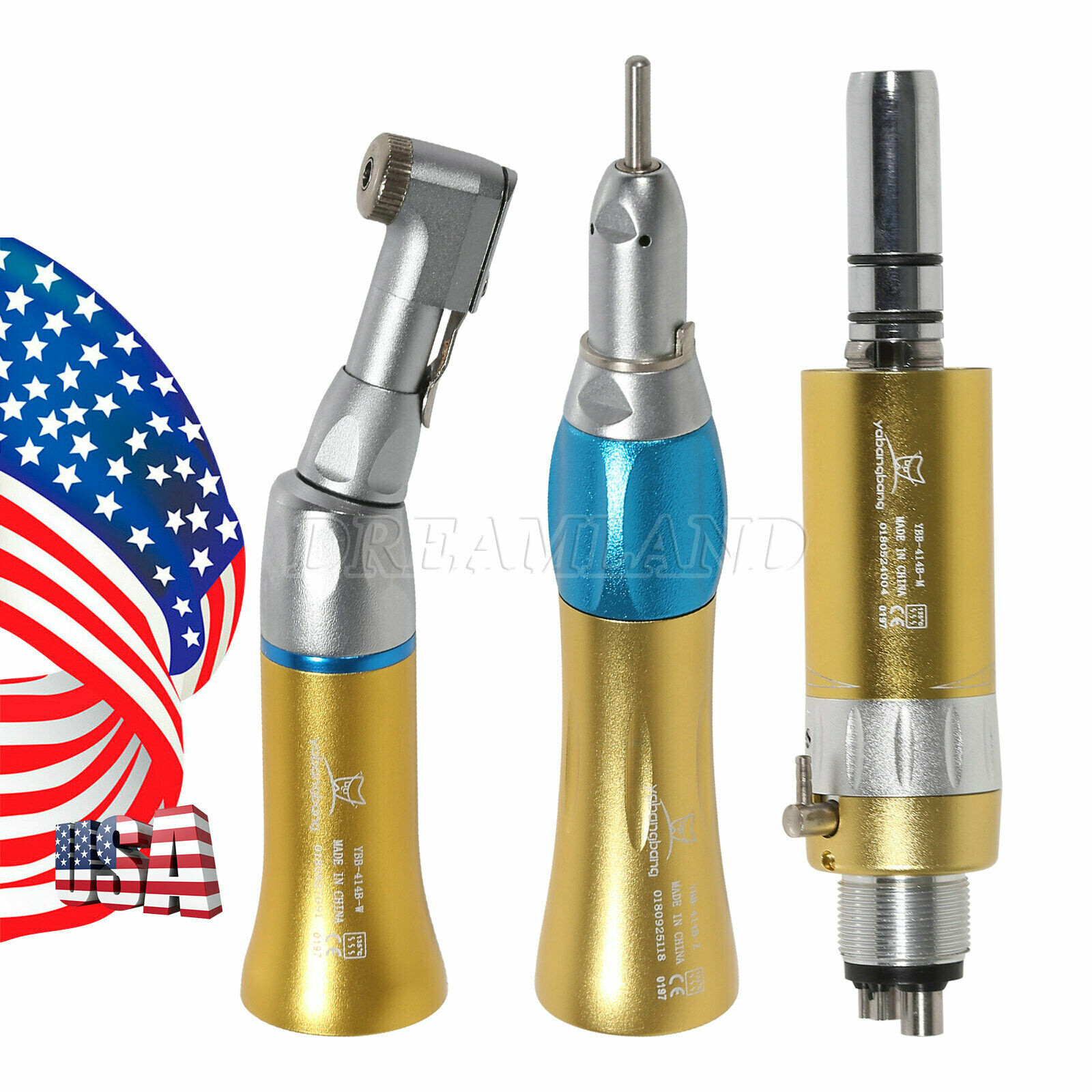 Gold! NSK Style Dental Slow Speed Handpiece Straight Contra Angle Motor 4H CN At